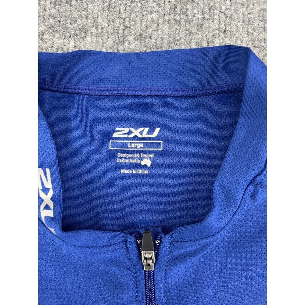 ZXU Shirt Women's Large Blue 1/2 Zip Cycling Sleeveless Rear Pocket - Picture 2 of 6